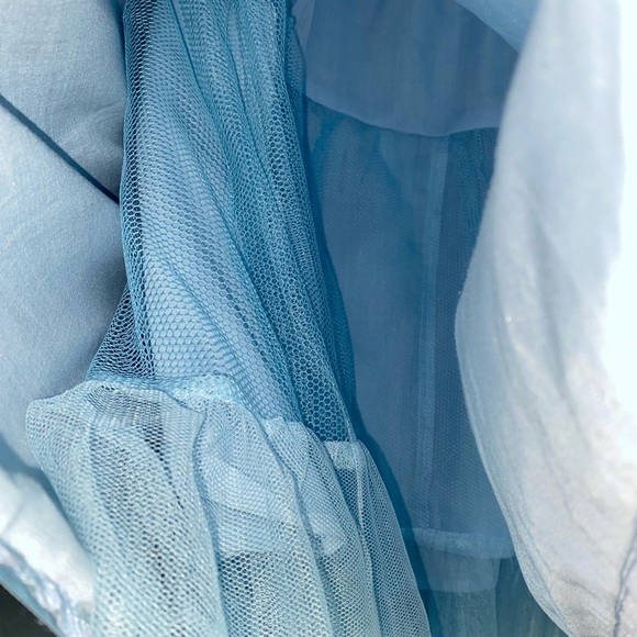 Vintage Fetish Punk Chiffon Leopard Print Tulle Hem Blue Strapless Goth Dress 10 - Picture 15 of 16